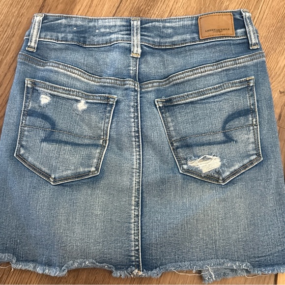 American Eagle Skirt Womens 4 Blue Mini Next Level Stretch X Distressed Preppy - Picture 7 of 7
